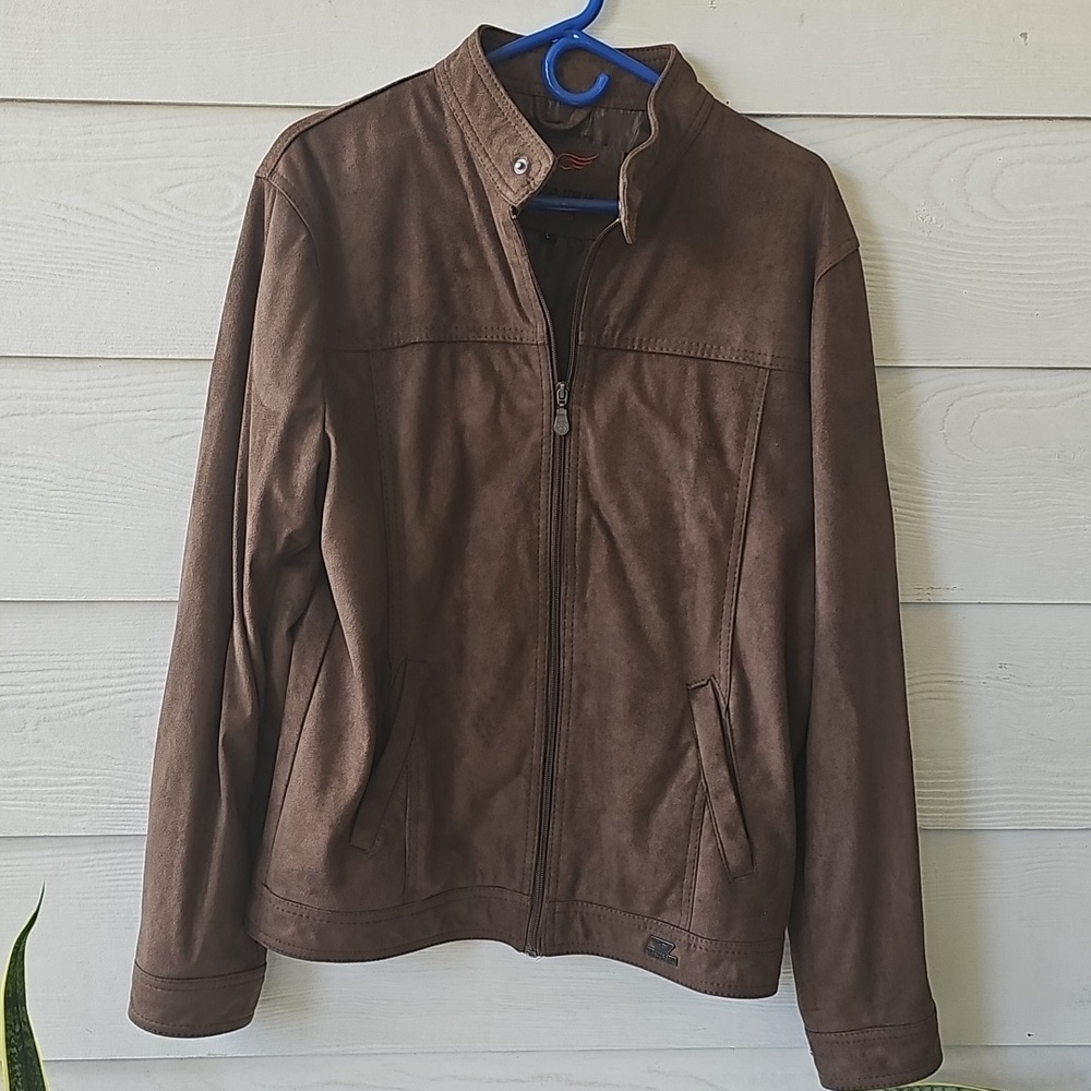 Bottega Italia Venezia Men's Faux Suede Bomber Jacket Brown Size L